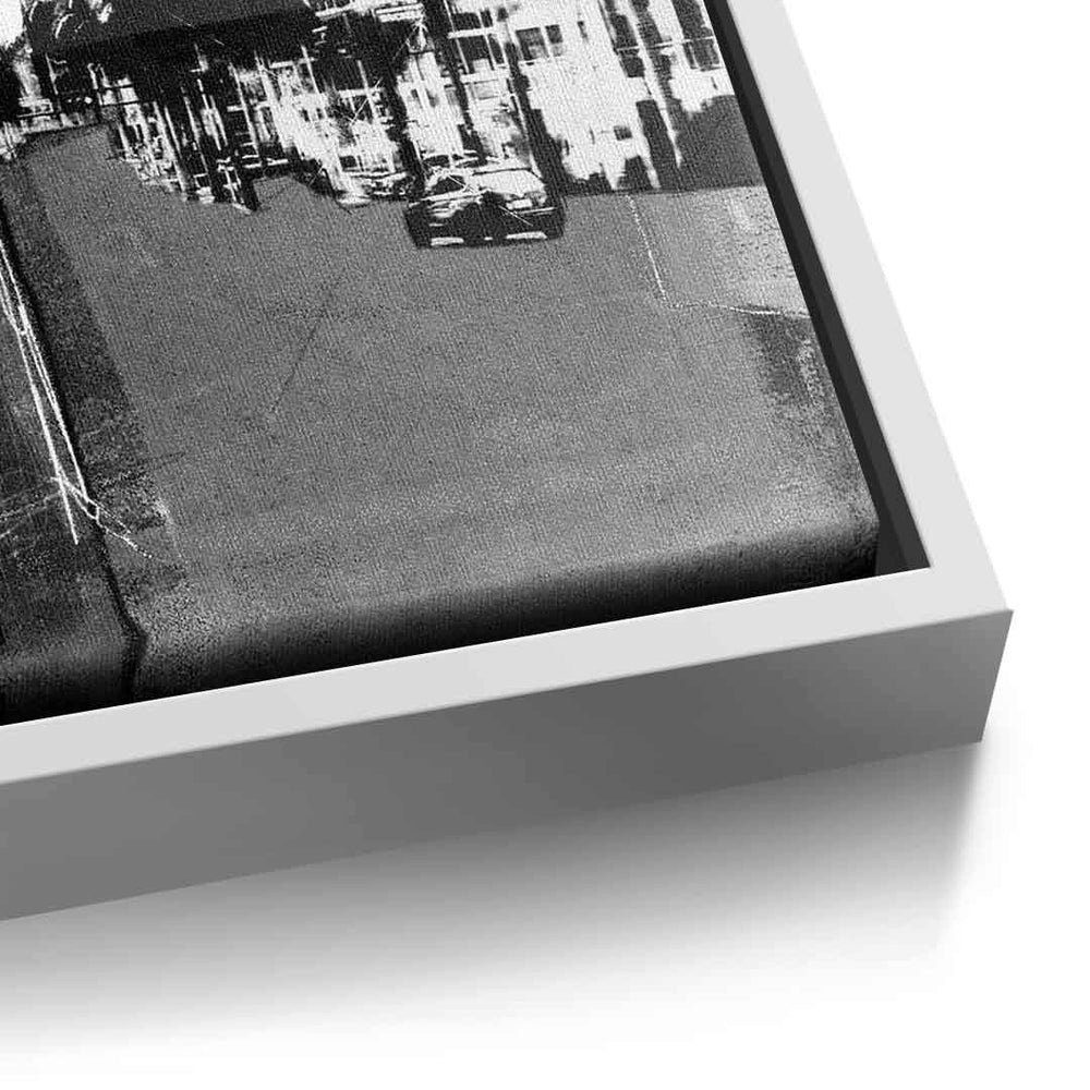 DOTCOMCANVAS® Leinwandbild Vintage Rahmen square Vintage Leinwandbild schwarz quadratisch weiß silberner Wandbild Miami Miami