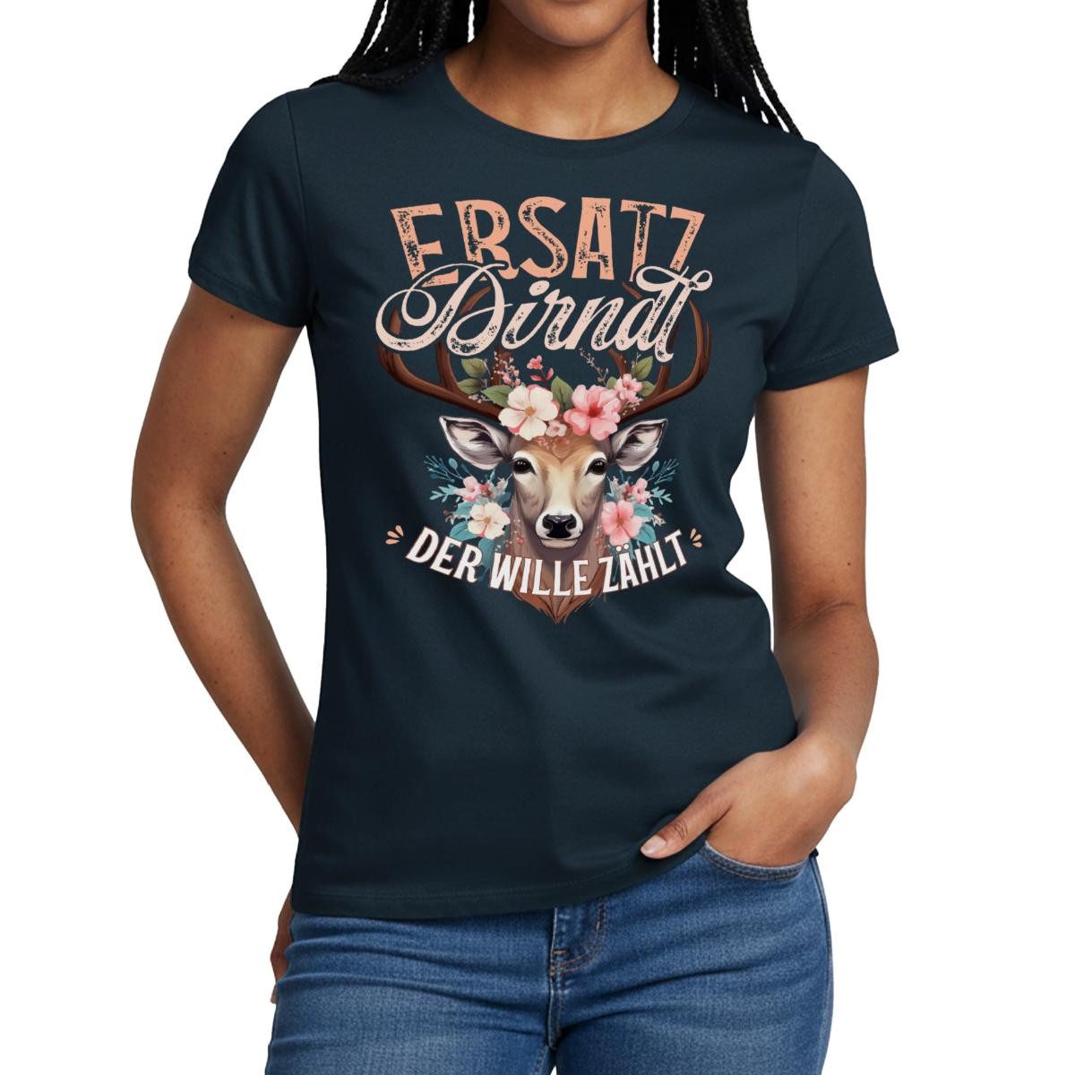 Spreadshirt T-Shirt Ersatz Dirndl Tracht Frauen T-Shirt (1-tlg) Slim Fit, fällt klein aus