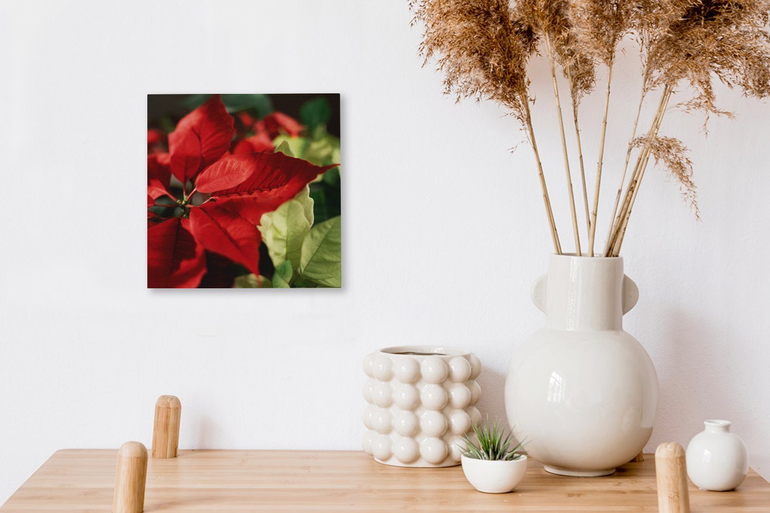 Leinwandbild Christrose OneMillionCanvasses® Schlafzimmer - Bilder für Wohnzimmer Leinwand (1 Weihnachtsblume, St),