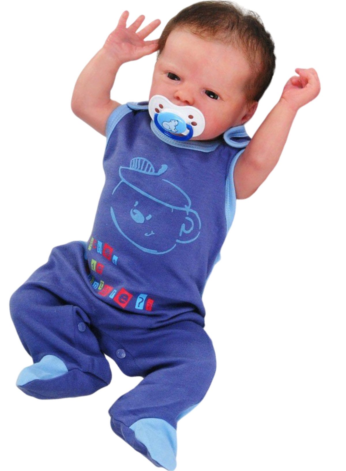 BABY-LAMA Ползунки Baby Ползункиhose Einteiler in Blau mit Bär aus reiner Baumwolle, 50 56 62 68 74 80