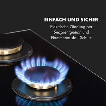 Klarstein Gas-Kochfeld CP11-Goldflame-5 CP11-Goldflame-5, Einbau Gas Kochfeld Gasherd 5 Platten Kochplatte Einbaukochfeld