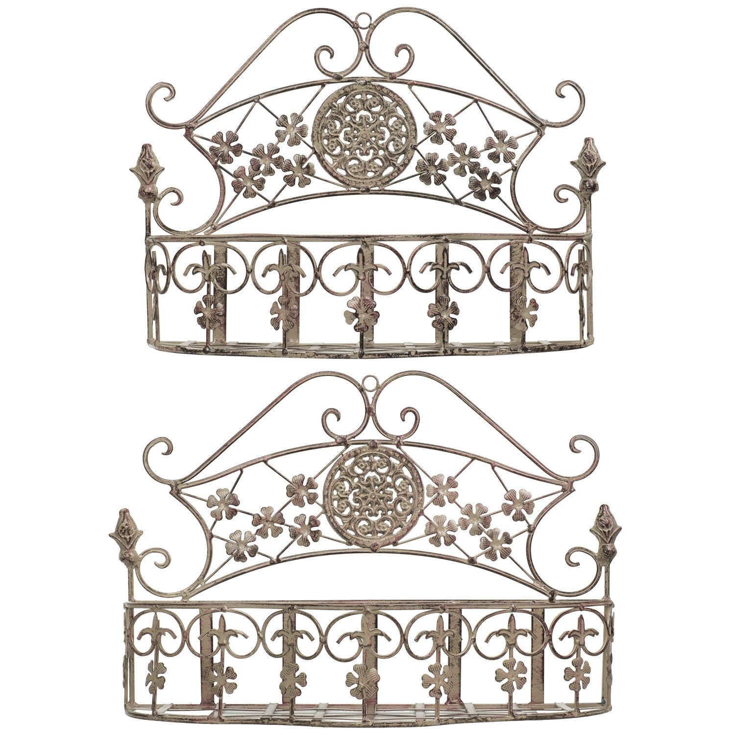Moritz Blumentopf Wandkörbe Pflanzkörbe 2er Set rosé, Pflanzkorb Landhausstil Shabby Blumentopfhalter Gartendeko