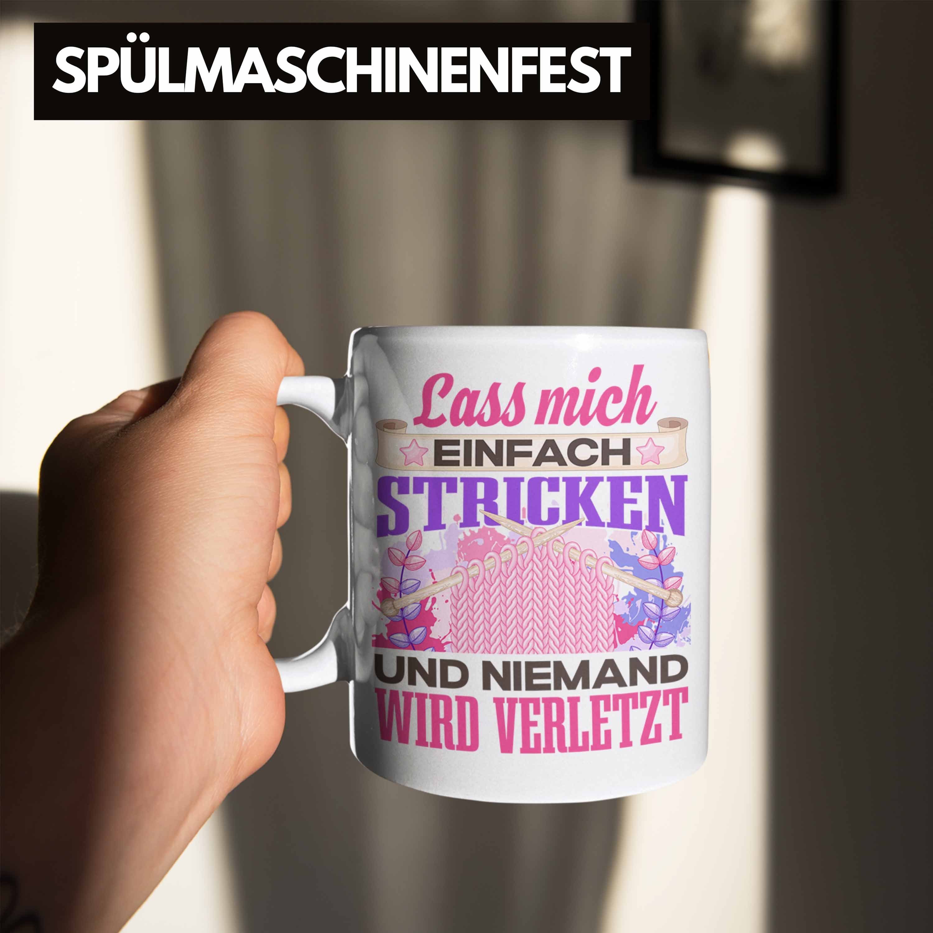 Stricken Geschenk Geschenkidee Tasse Lass Weiss Häckeln Trendation - Spruch Trendation Tasse