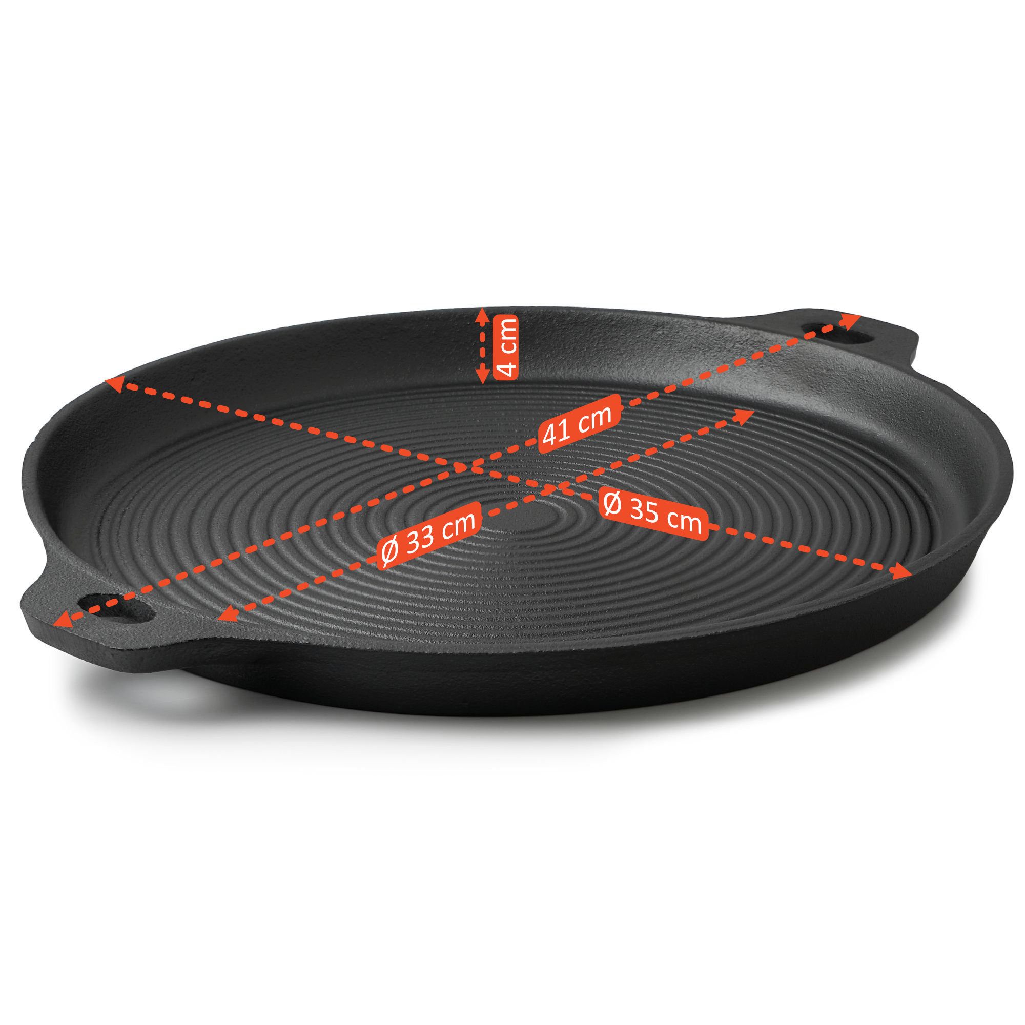 BBQ-Toro Grillplatte Gusseisen Plancha Ø 35 cm, Grillplatte, rund, BBQ Grillpfanne