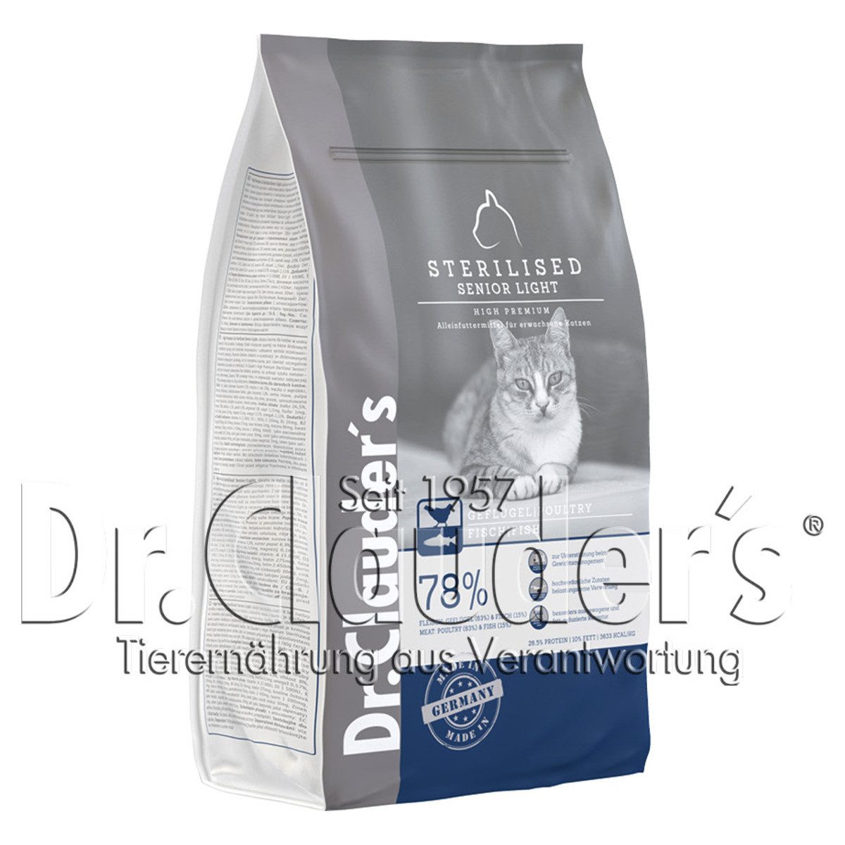 Dr. Clauder's High Premium Sterilized Senior/Light 1,5 kg, Trockenfutter für: Katze
