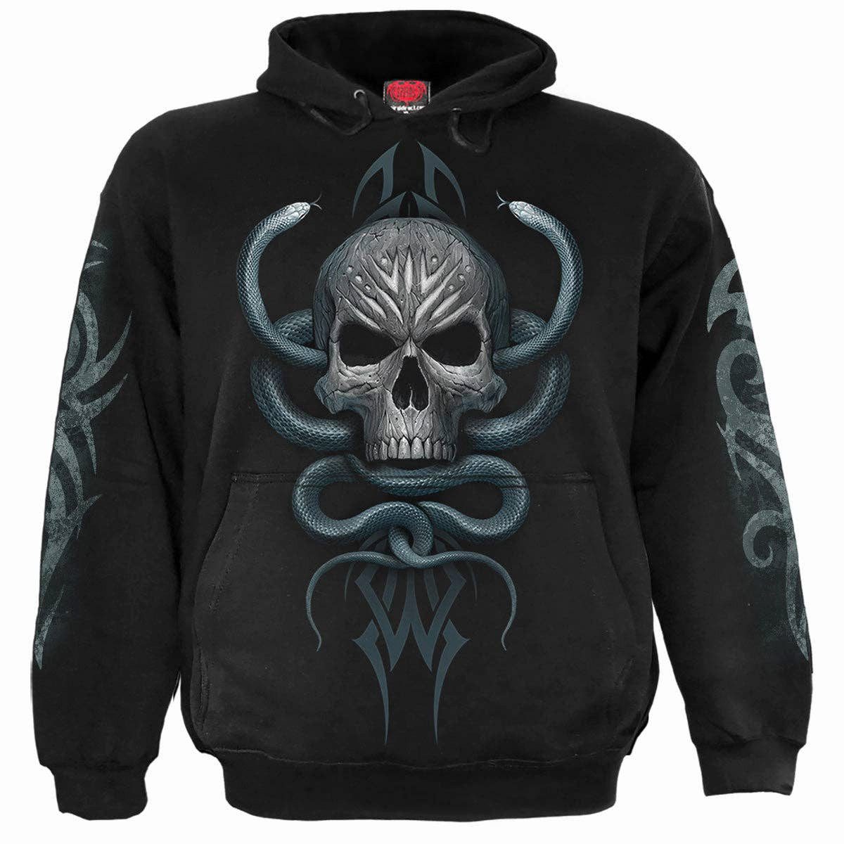 Spiral Kapuzenpullover Gothic Hoodie "Stone Gaze" Skull