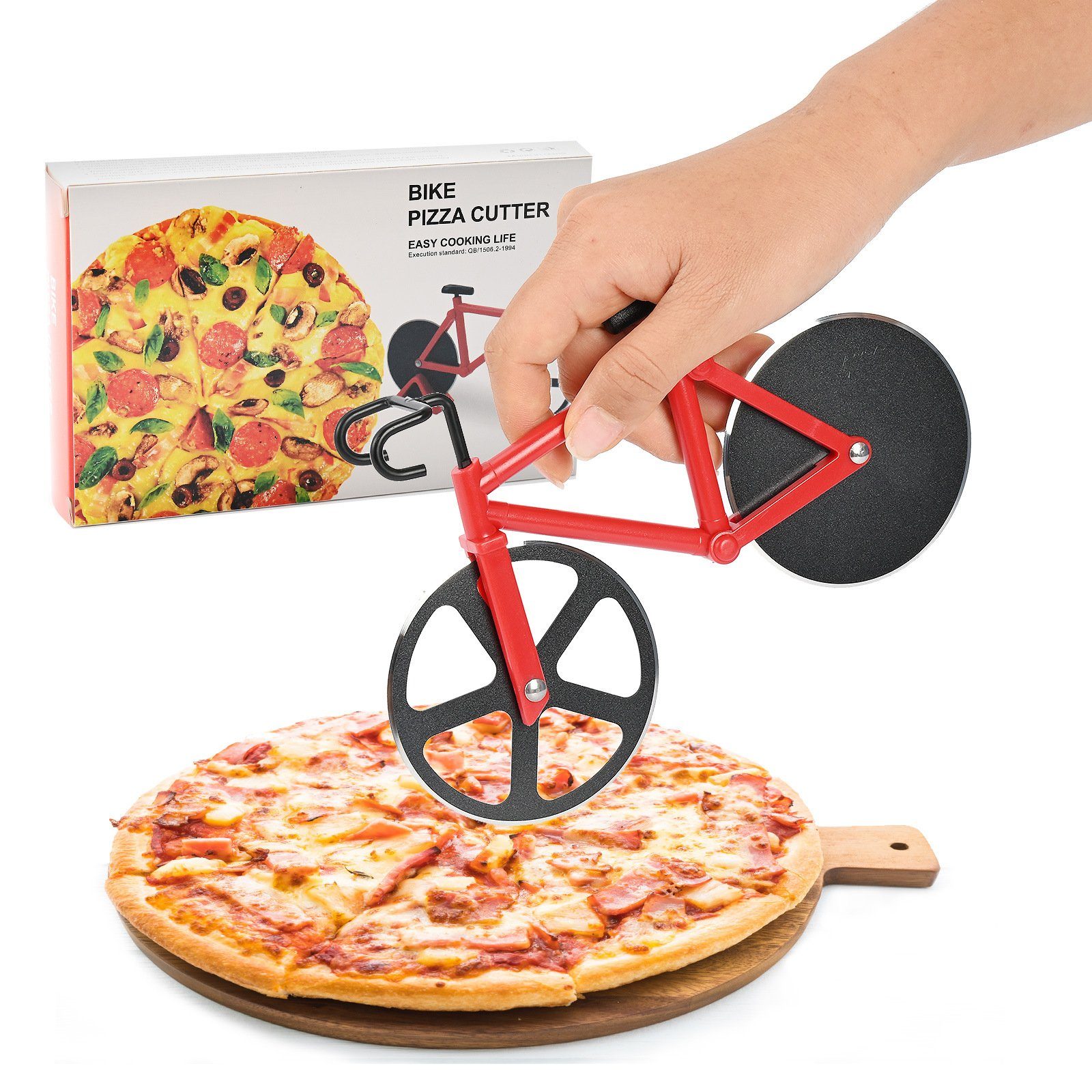 Atäsi Pizzaschneider Fahrrad Pizzaschneider,Antihaftbeschichteter Edelstahl Pizza Schneider