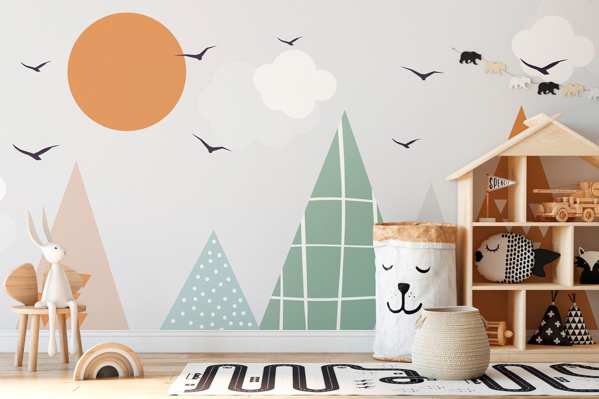 A.S. Création Vliestapete Berglandschaft-Tapete Grau Grün Braun Geometrische, glatt, matt, (1 St)