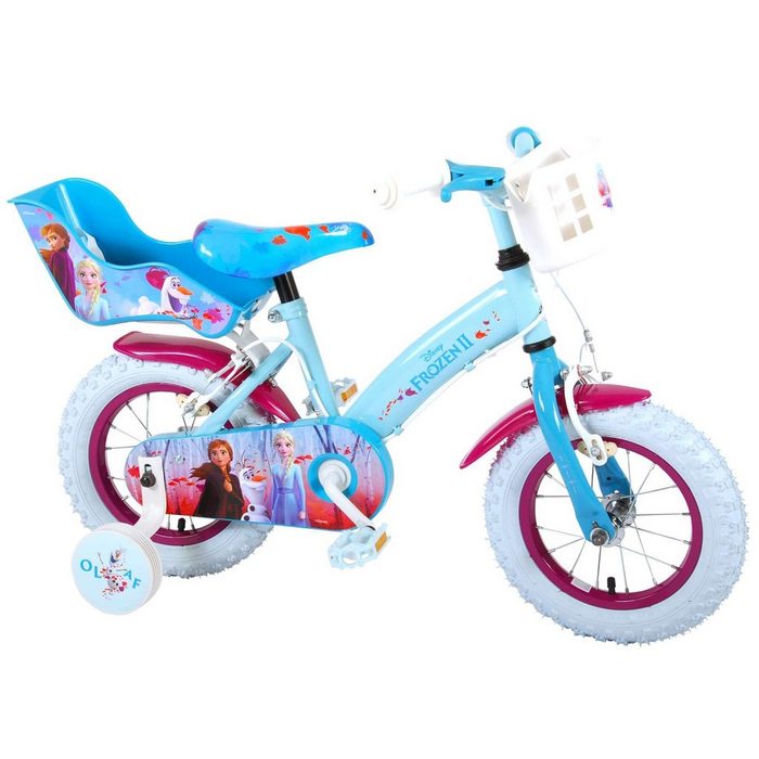 TPFSports Kinderfahrrad Volare Disney Frozen 12 Zoll mit 2x Handbremse 1 Gang (Mädchen Fahrrad - Rutschfeste Sicherheitsgriffe) Kinder Fahrrad 12 Zoll mit Stützräder Laufrad Mädchen Kinderrad