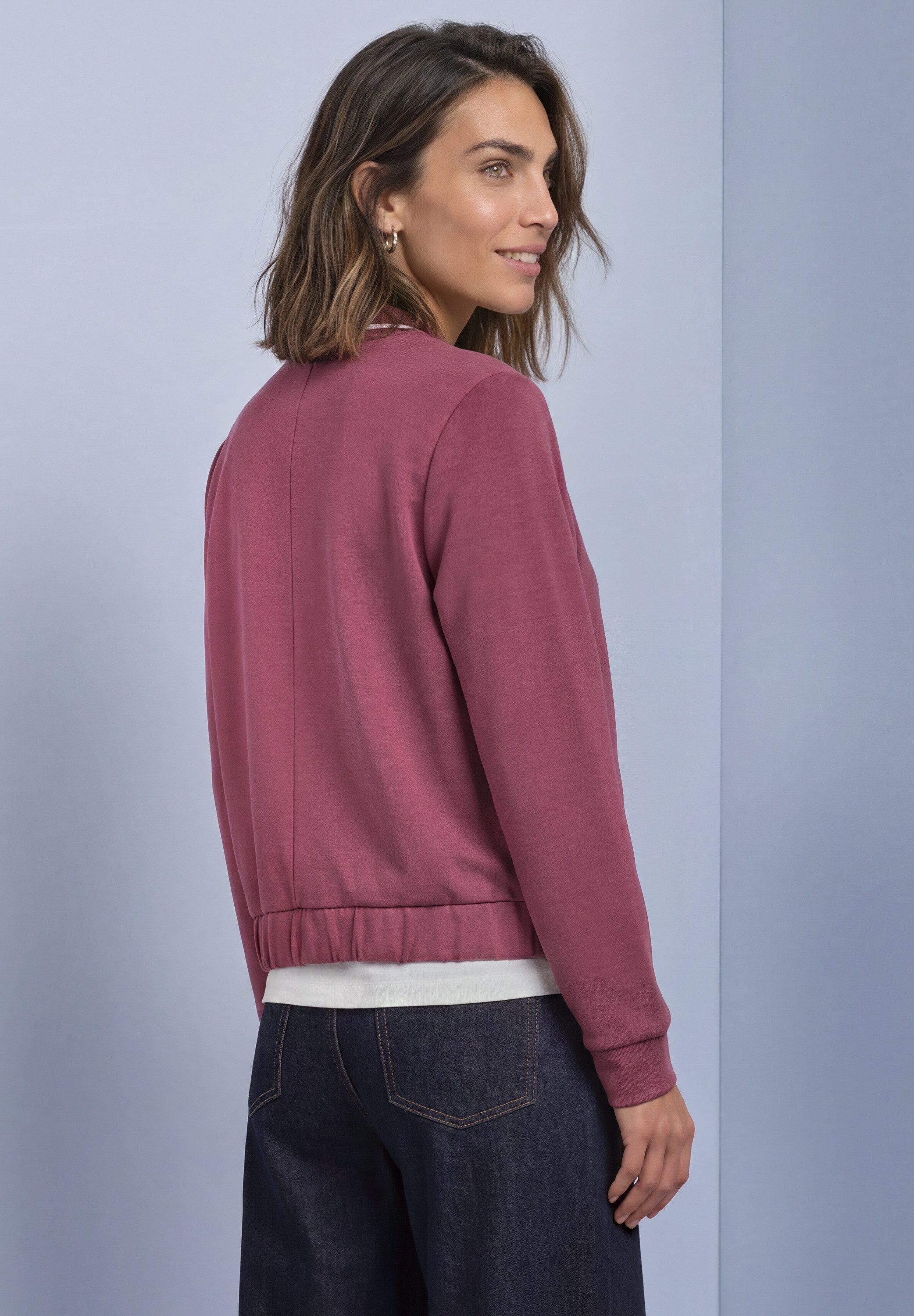 STREET ONE Sweatjacke Langarm Jacke im Silk-Look mit Zipper