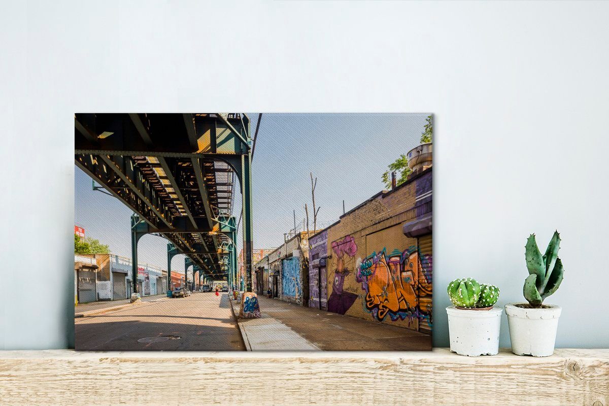 Leinwandbild Graffiti-Gasse, Aufhängefertig, Wandbild OneMillionCanvasses® Wanddeko, (1 St), Leinwandbilder, 30x20 cm