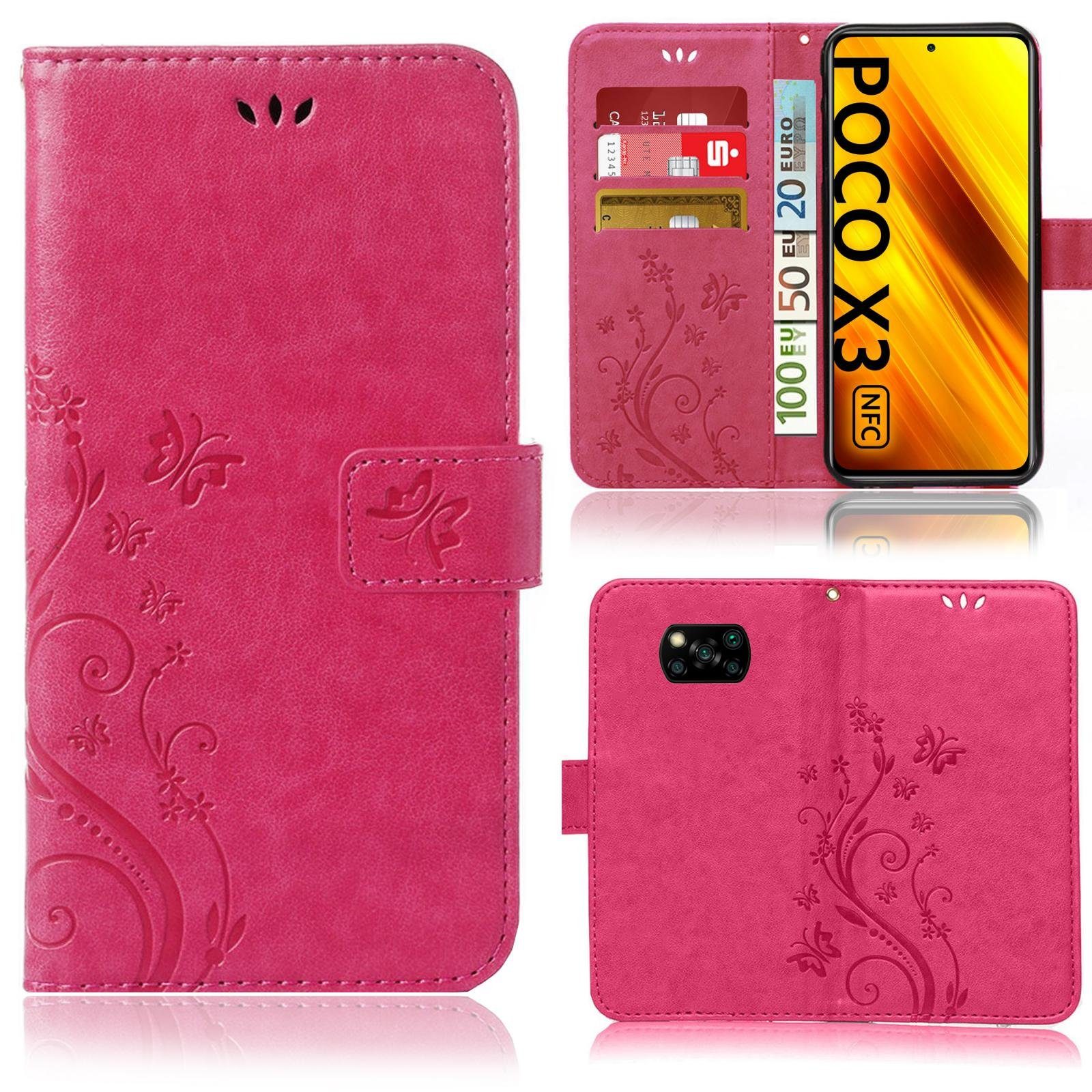 Numerva Handyhülle Bookstyle Flower Handytasche für Xiaomi Poco X3 / X3 NFC / X3 Pro, Klapphülle Flip Cover Flower