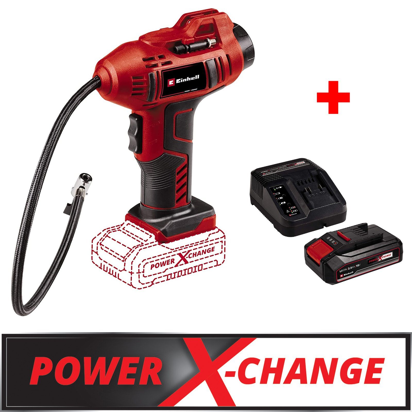 Einhell Kompressor Einhell Akku Autokompressor CE-CC 18 Li-Solo + 2,5 Ah Starterkit, max. 11 bar, 0 l, Set