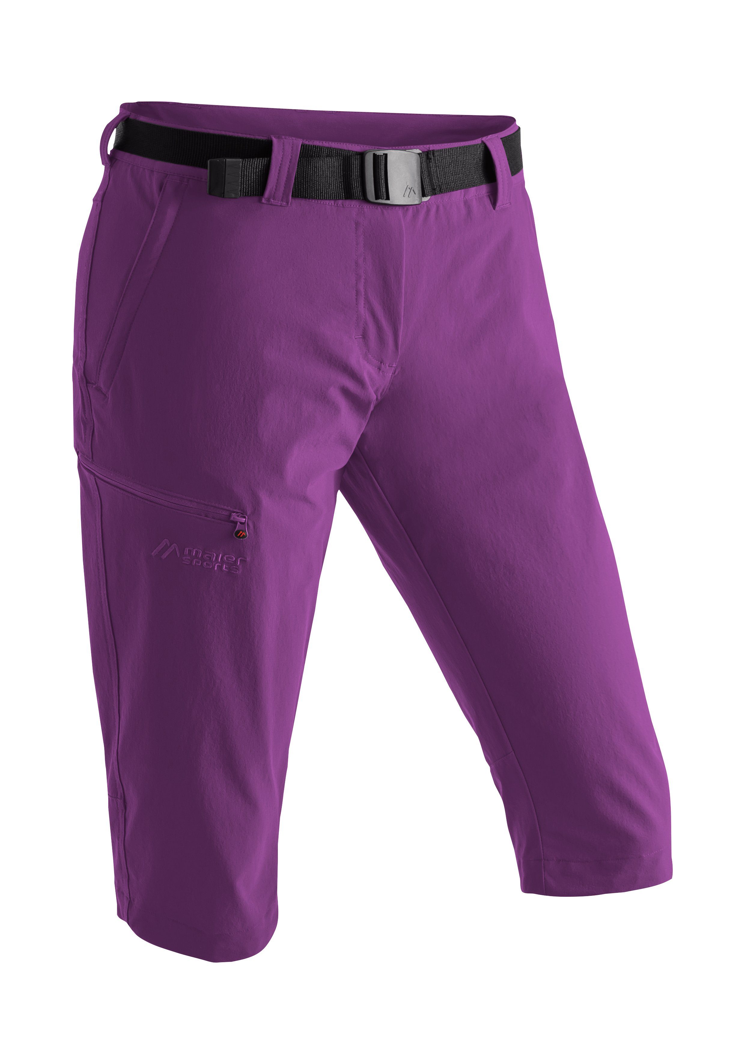 atmungsaktive Wanderhose, Outdoor-Hose 3/4 Sports slim Maier Caprihose Damen purpurviolett Inara