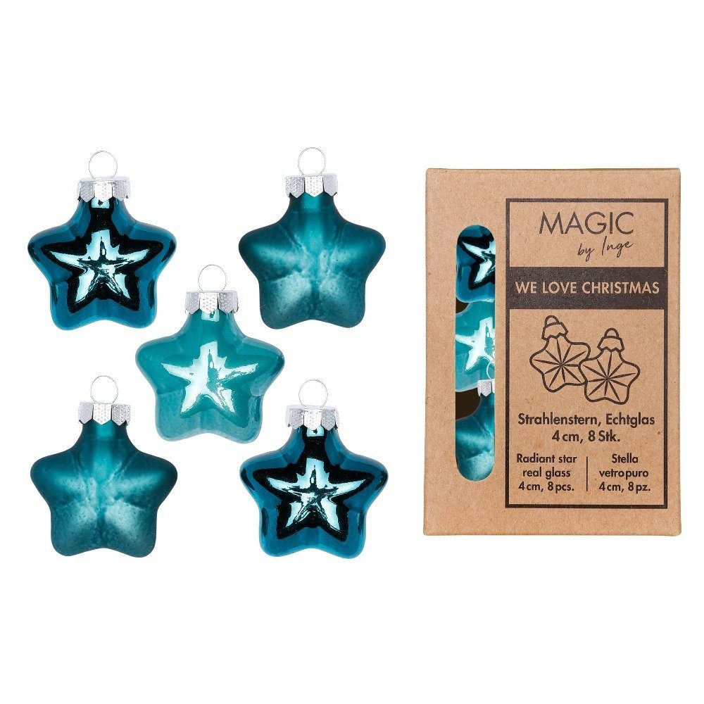 MAGIC Emerald Christbaumschmuck, Dark - 8 Sterne Christbaumschmuck Stück Inge 4cm Glas by