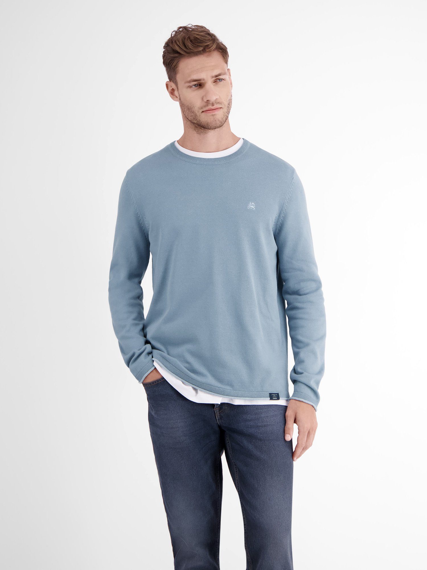 LERROS Strickpullover Rundhalspullover, Flachstrick
