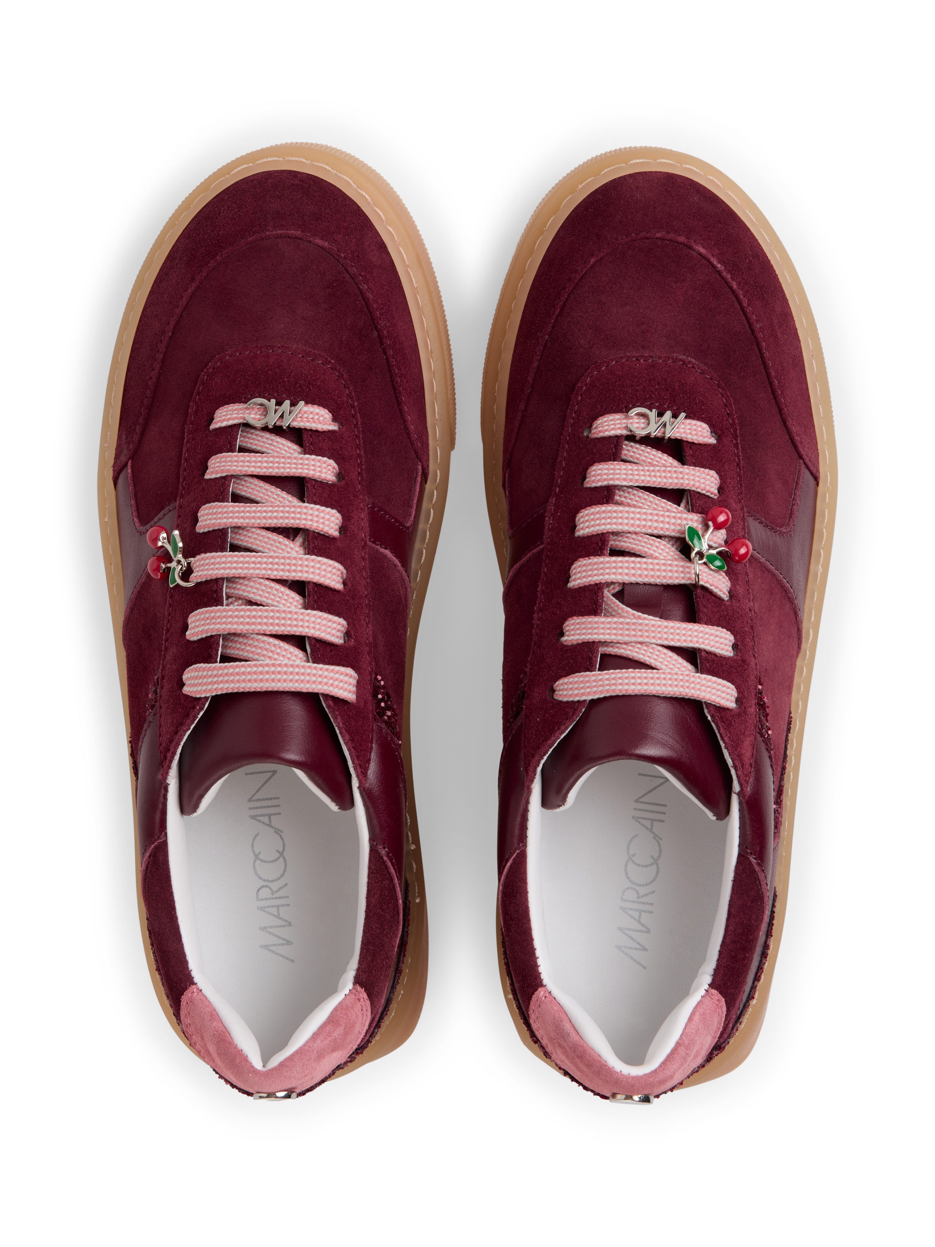 Marc Cain Sports Mon Cherry Plateausneaker Freizeitschuh, Halbschuh, Schnürschuh mit Glitzerdetails – Bild 4 von 4