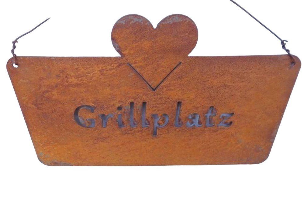 Deko-Impression Hängedekoration Dekoratives Eisenschild " Grillplatz " 25 x 16 cm Echtrost Geschenk (1 St)