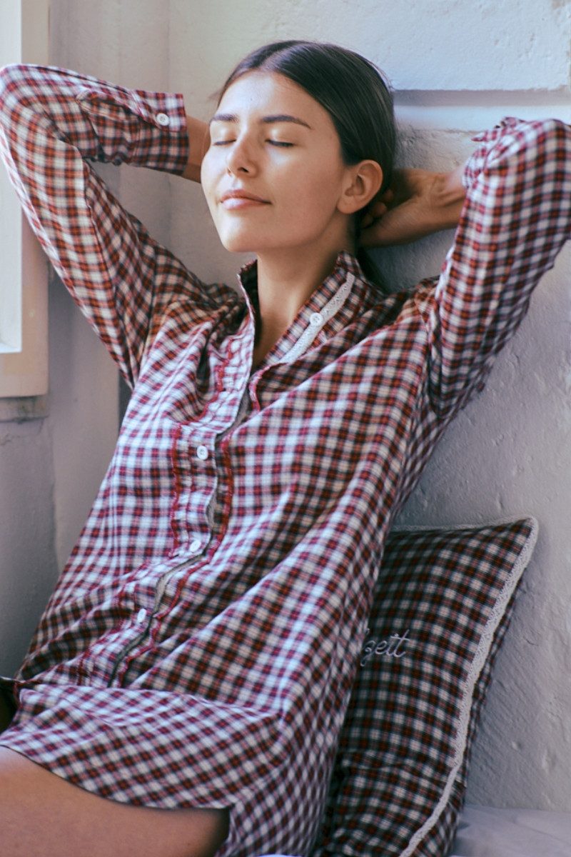 Louis & Louisa Schlafanzug Nachthemd Damen - KUSCHELZEIT - rot kariert günstig online kaufen