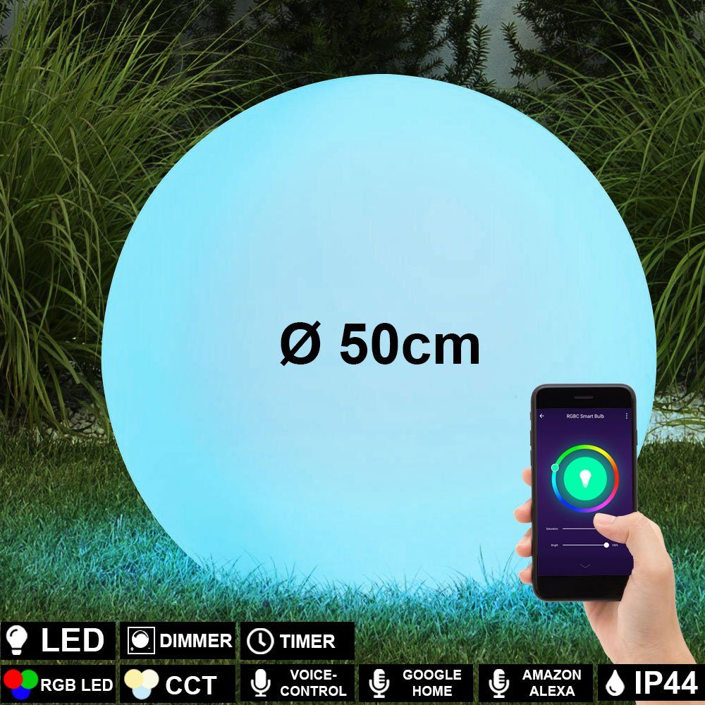 etc-shop LED Wandstrahler, Smart Home Außen Steck Leuchte Alexa Google  Kugel Lampe weiß Erdspieß dimmbar im Set inkl. RGB LED Leuchtmittel online  kaufen | OTTO
