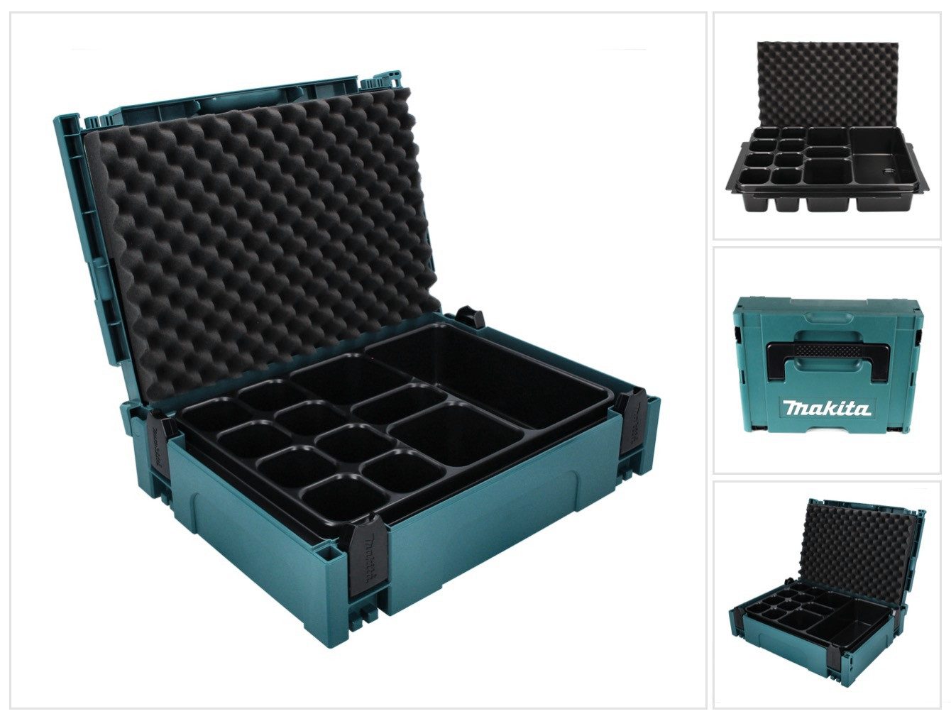 Makita Werkzeugkoffer Makpac 1 + Universaleinsatz Einlage mit 12 Mulden (P-83674)