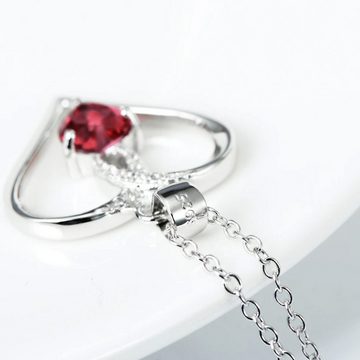 Limana Herzkette Damen Frauen echt 925 Sterling Silber Kette mit Herz Anhänger, rot Herzanhänger Liebesgeschenk Liebe Geschenk Idee für jeden Tag