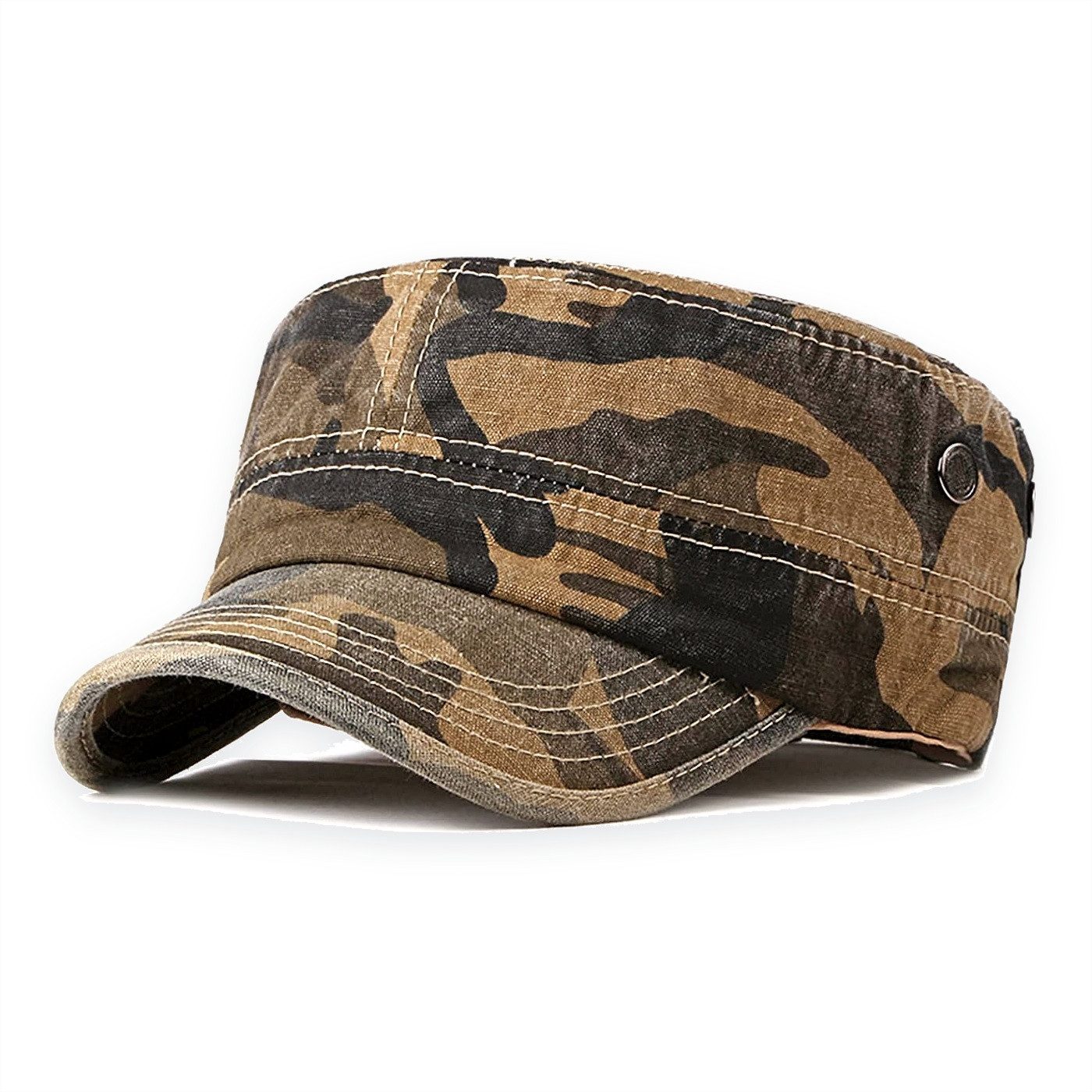 Sporty Army Cap Militär Kadett Cap – Vintage Army Mütze aus gewaschener Baumwolle