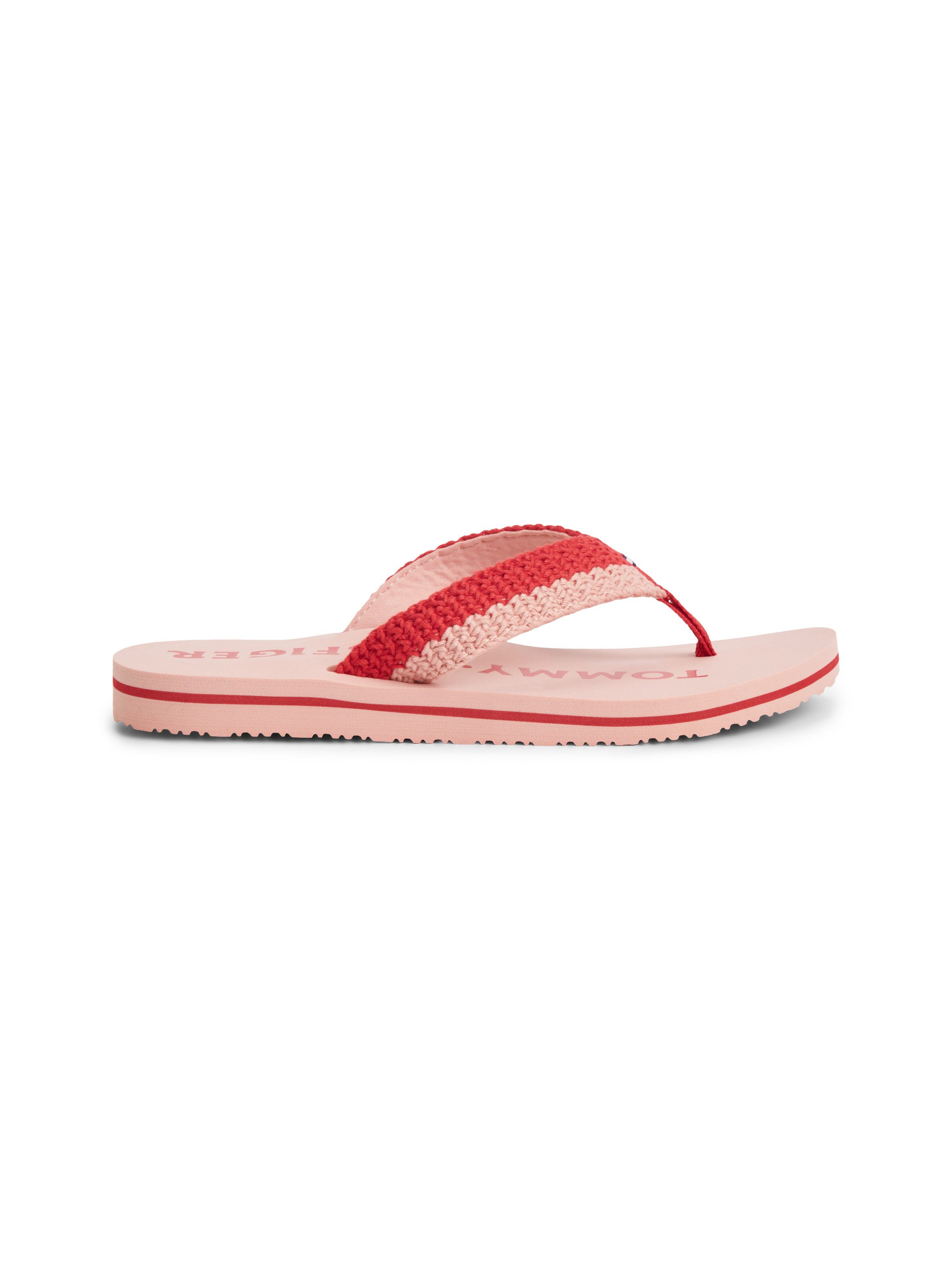 Tommy Hilfiger TH CROCHET SUMMER SANDAL Zehentrenner Dianette, Strandschuh in sommerlicher Häkeloptik – Bild 4 von 5