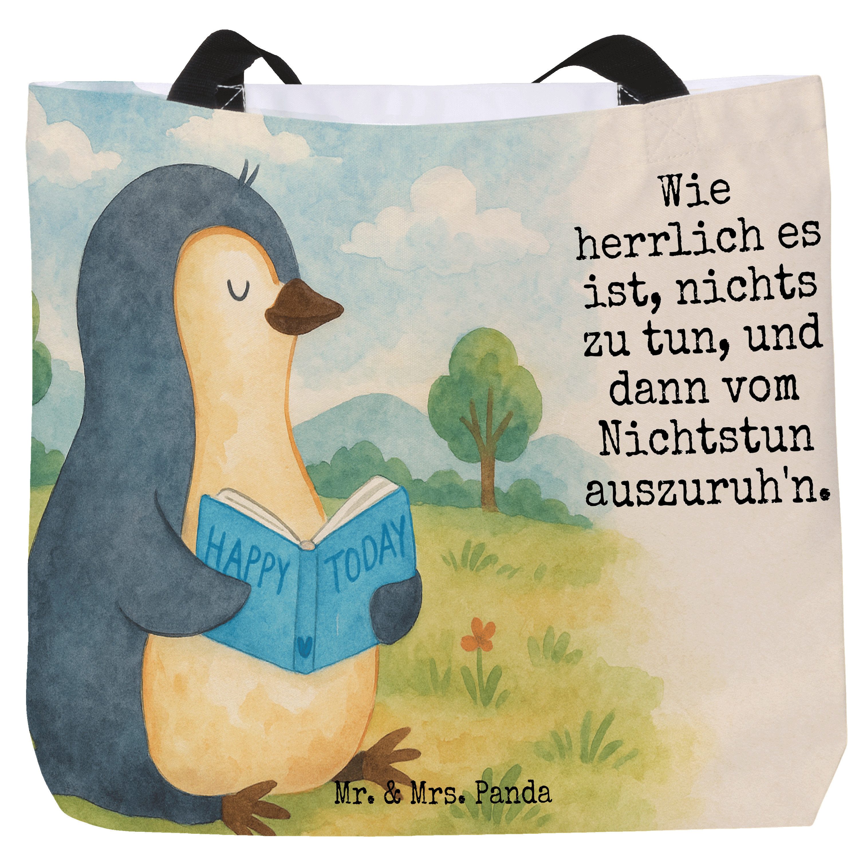Shopper Pinguin Buch Design, Reisetasche, Weiß, Urlaub, Tasche, Ferien, Tote
