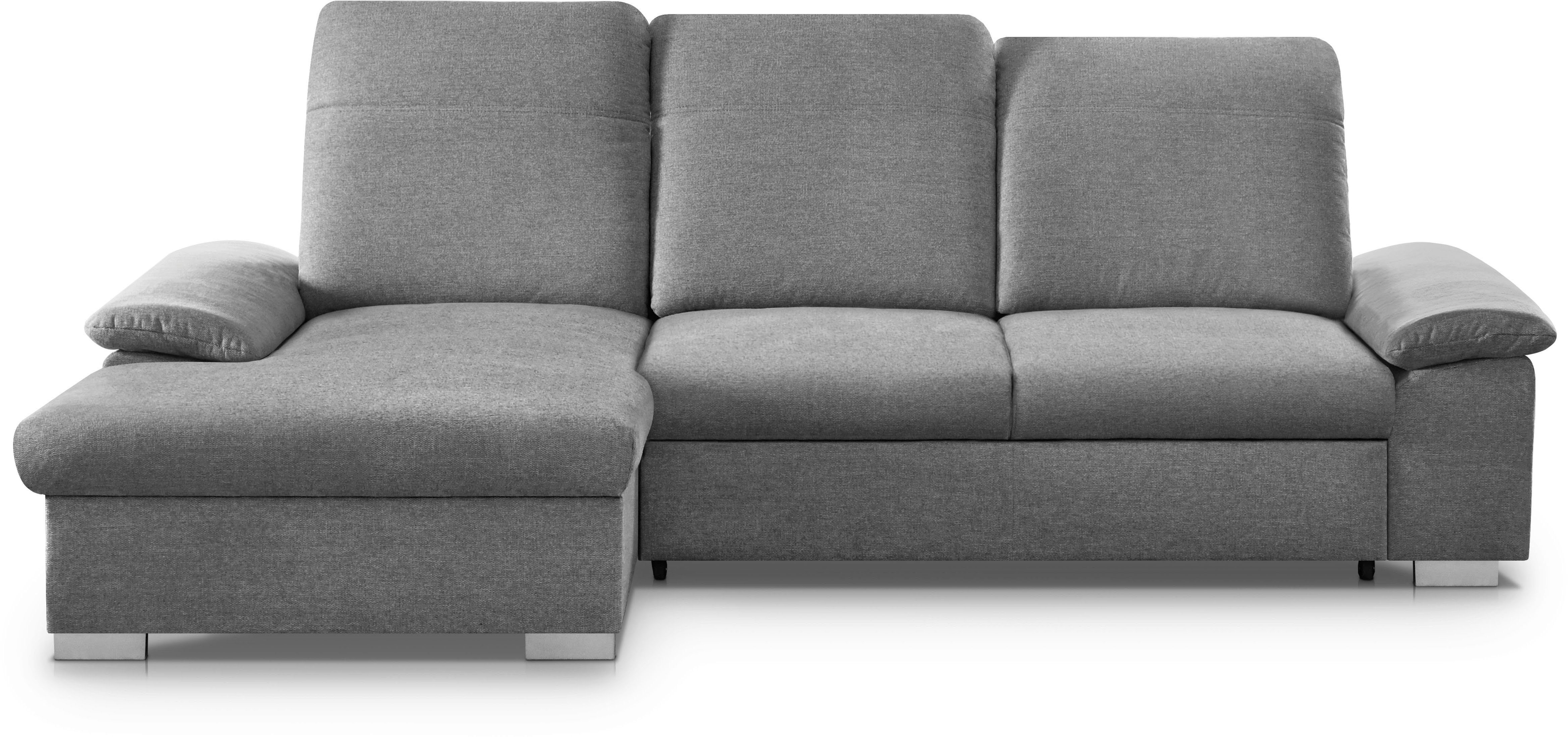 CALIZZA INTERIORS Ecksofa stone Moli Kopfteilverstellung, Bettkasten, Schlaffunktion, 2, Sitztiefenverstellung