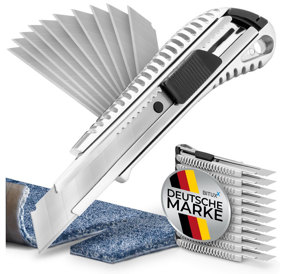 Bituxx Cuttermesser Aluminium inkl. 50 Ersatzklingen, (Spar-Set, 55-tlg., Ms-15608)