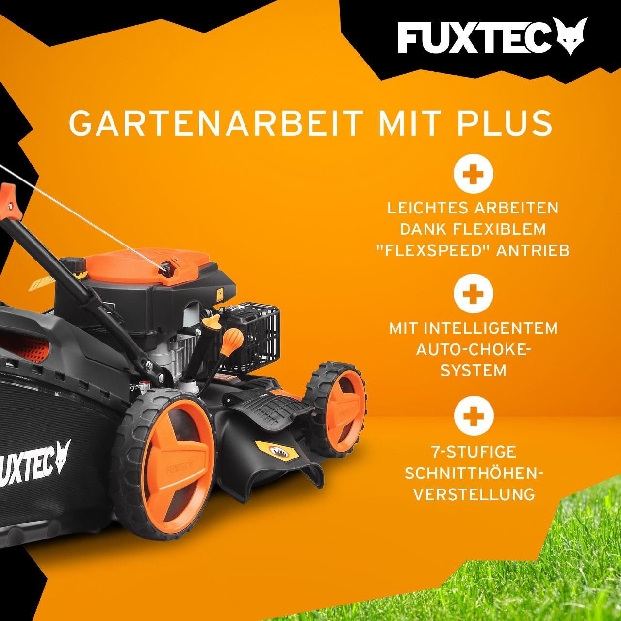 FUXTEC Benzinrasenmäher FX-RM5196PROSL, 50,1 cm Schnittbreite, 60 L Fangkorb, 4in1 Mäher, Auto-Choke-System, 25-75 mm – Bild 4 von 5