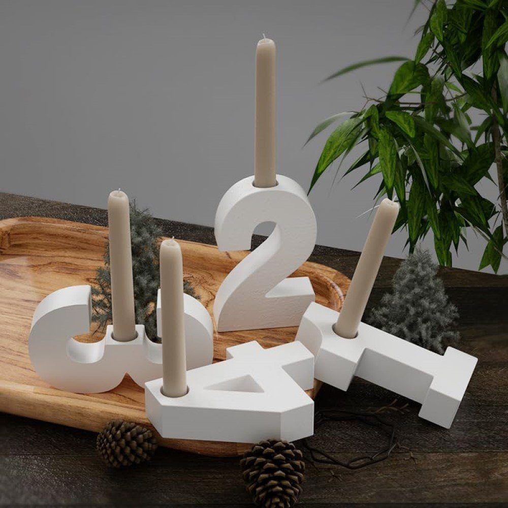 Kerzenhalter Kerzenhalter Silikonform Form 3D Kerzenhalter Zahlen autolock DIY Handgemachte