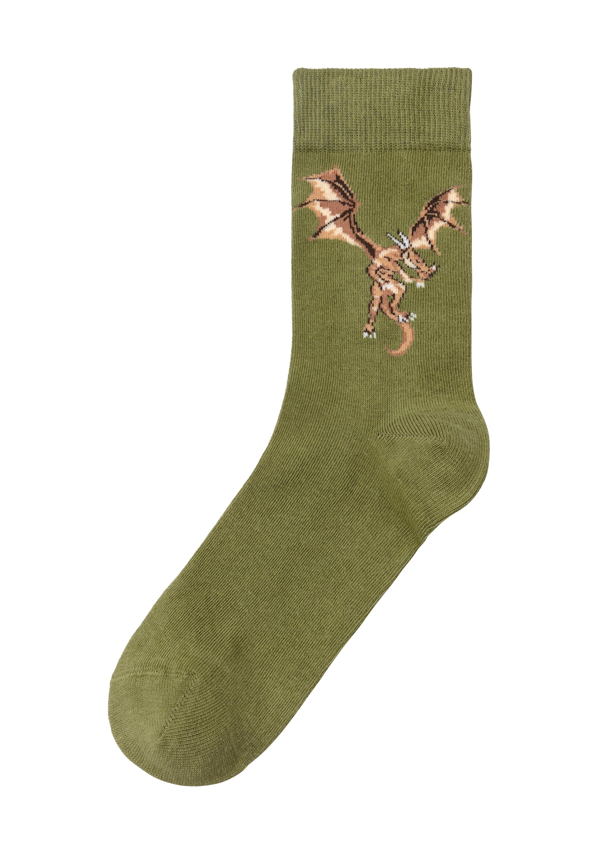 mit Motiven Drachen Socken unterschiedlichen (5-Paar) H.I.S