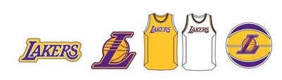 Crocs Затискачі для взуття Jibbitz™ NBA Los Angeles Lakers (Set, 5-tlg., Kein Spielzeug. Nicht für Kinder unter 3 Jahren geeignet), zum Anstecken