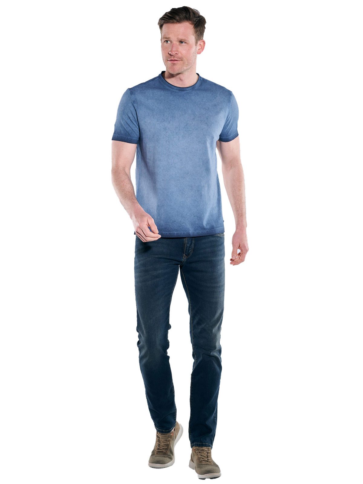 Engbers T-Shirt Herren T-Shirt gestreift, Saphirblau