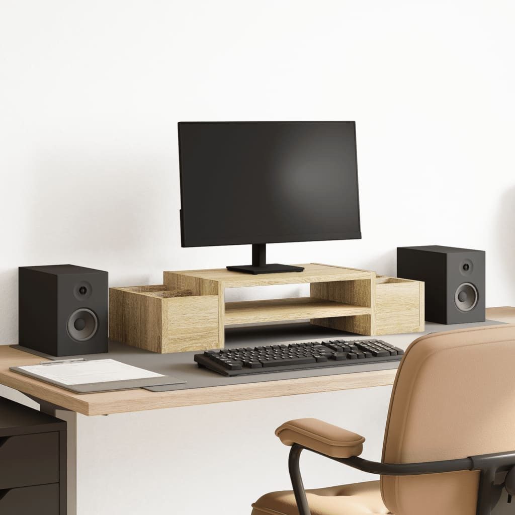 vidaXL Monitor-Halterung 70 x 27 x 15 cm Monitorständer mit Stauraum Sonoma Eiche 70x27x15 Span