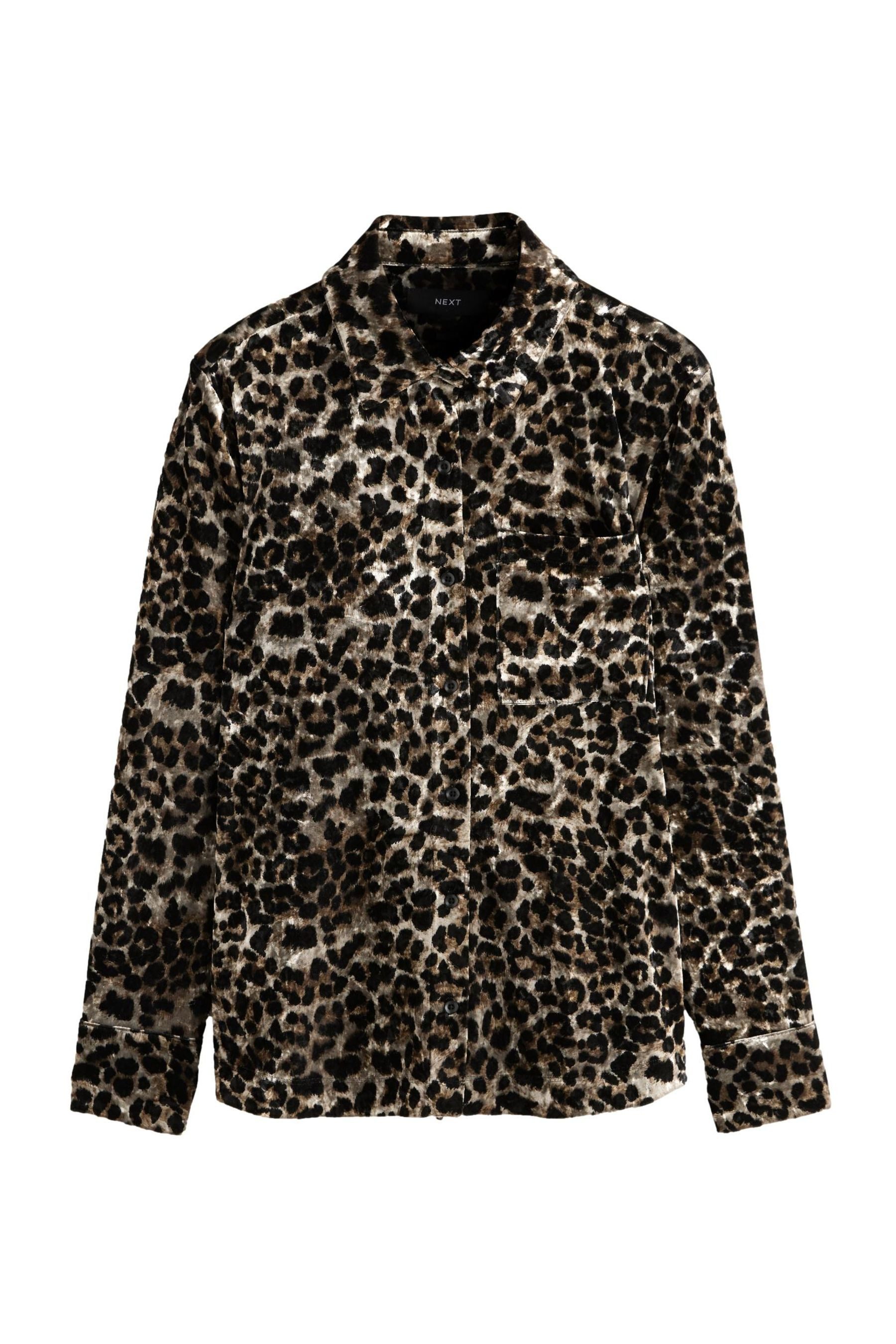 Langarmbluse Samtige Partybluse mit Animal-Print