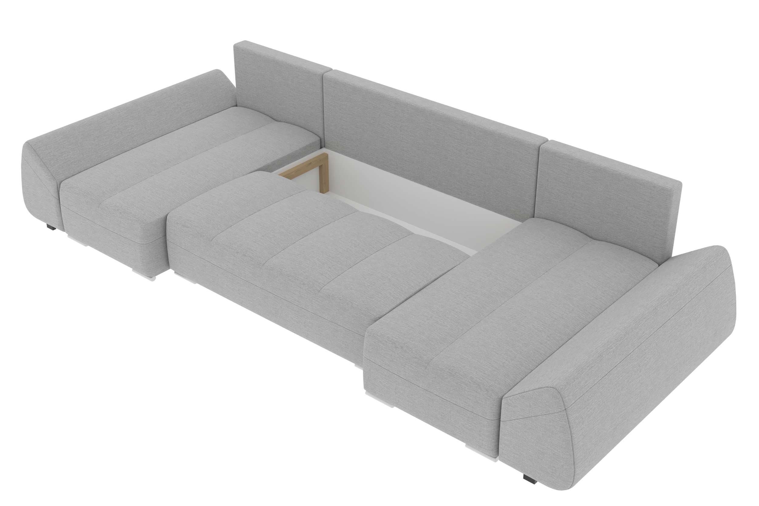 U-Form, Modern Stylefy Madeira, Sofa, Sitzkomfort, Eckcouch, mit mit Design Bettkasten, Wohnlandschaft Bettfunktion,