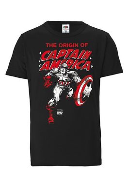 LOGOSHIRT T-Shirt The Origin Of Captain America mit lizenziertem Print