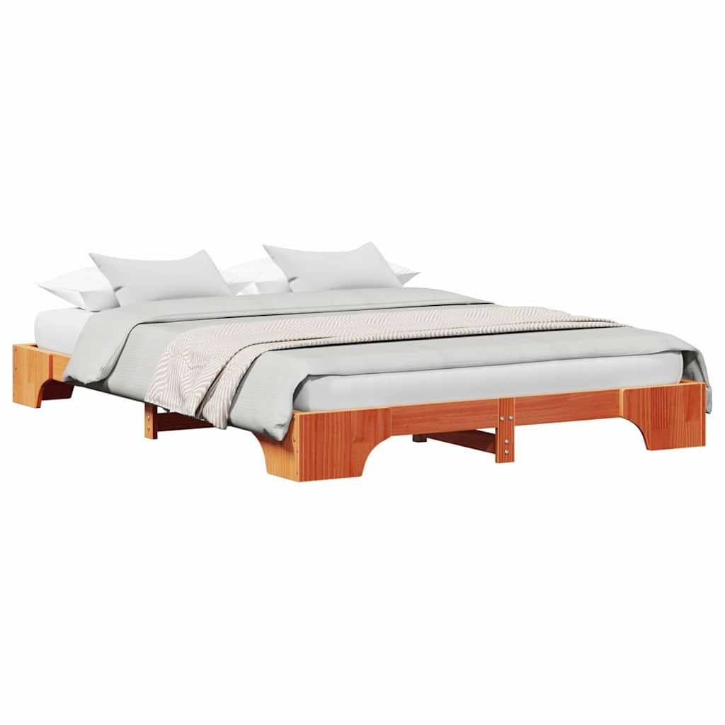 vidaXL Bett Bettgestell Wachsbraun 140 x günstig online kaufen