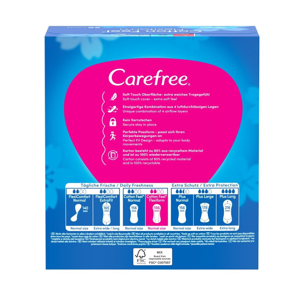 CAREFREE Slip-Einlage Cotton Feel Flexiform Frischeduft 280 St. (5x 56er-Pack)