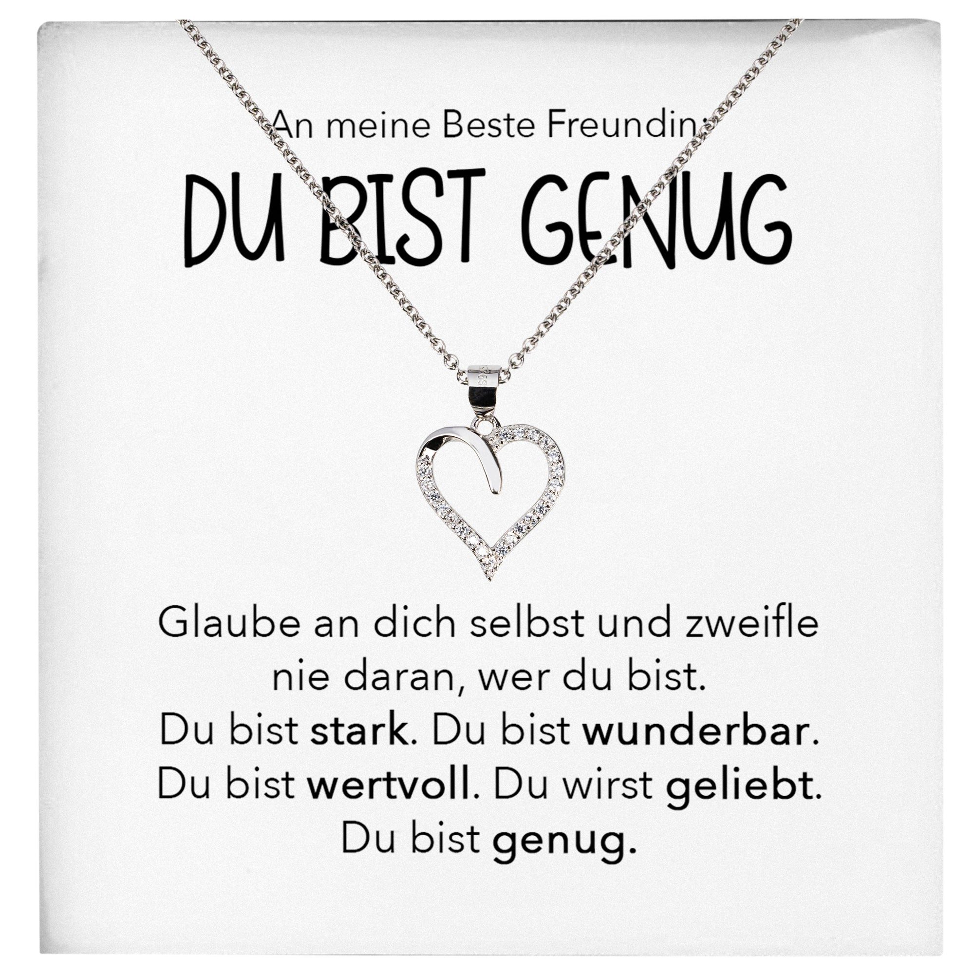 22Feels Schmuckset Freundschaftskette Geschenk Beste Freundin Bestie Frauen Halskette (inkl. Geschenktasche, Karte(n), Poliertuch, Beutel), Echt-Silber 925/000, Karte Made In Germany