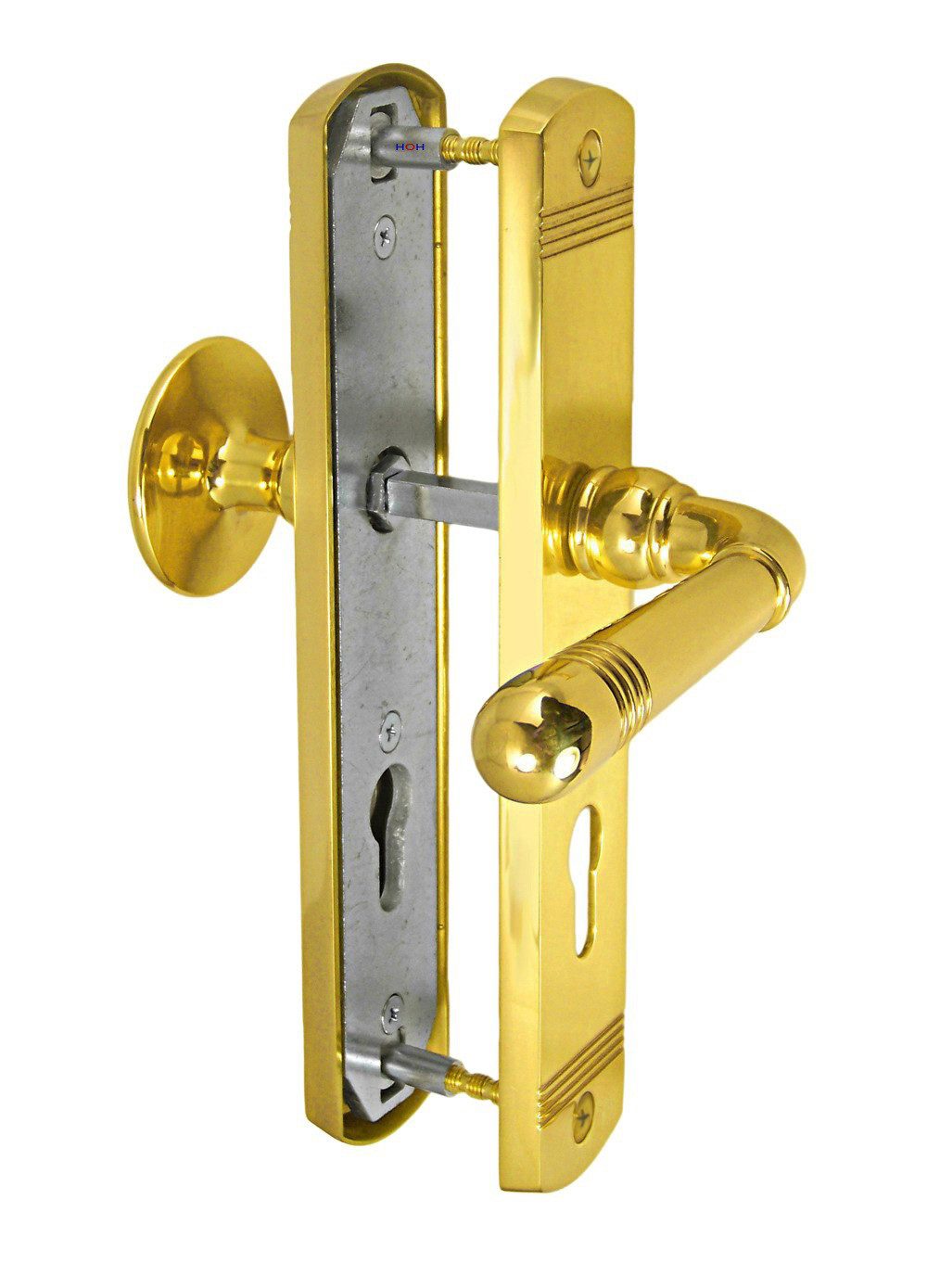Häusler Onlinehandel GmbH Türbeschlag Schutzbeschlag Helena Prime LS Messing poliert WE 72 Kn-Dr, gehärteter Stahlplatte im Aussenschild