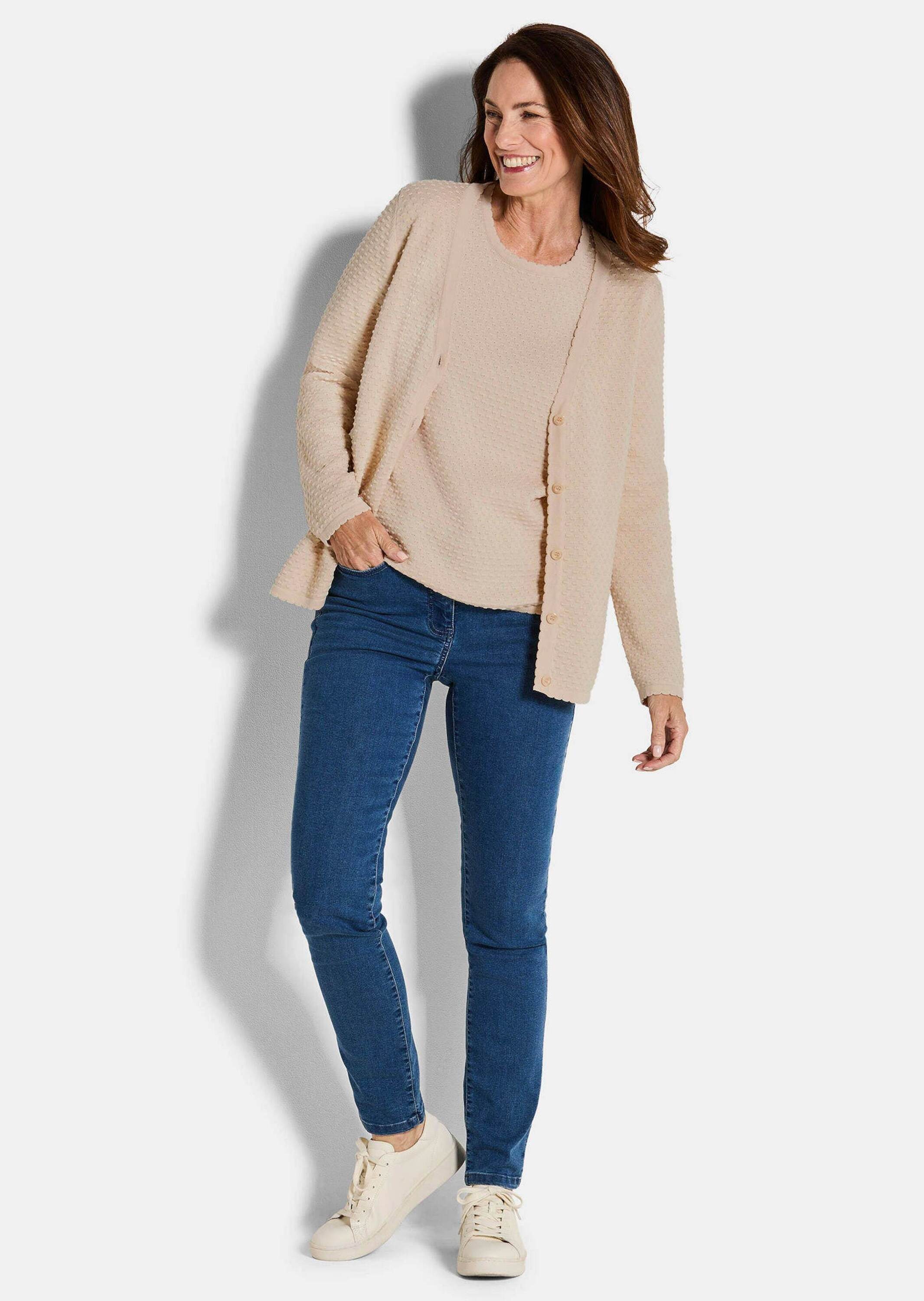 GOLDNER Strickjacke Baumwoll-Feinstrickjacke, Langarm Femininer Look mit ge günstig online kaufen