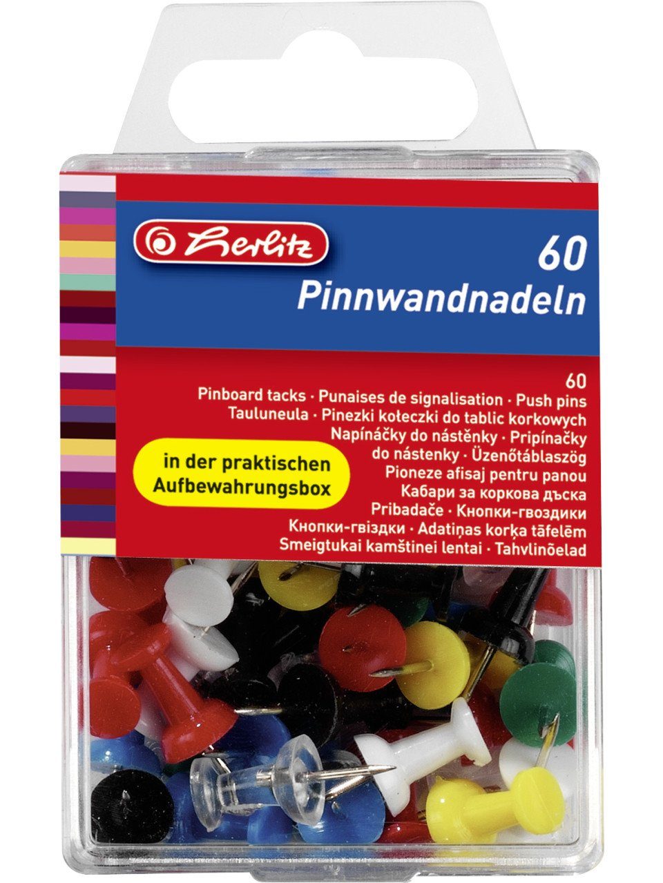 Herlitz Collegeblock herlitz Pinnwandnadeln farbig 60 Stück, 23 mm