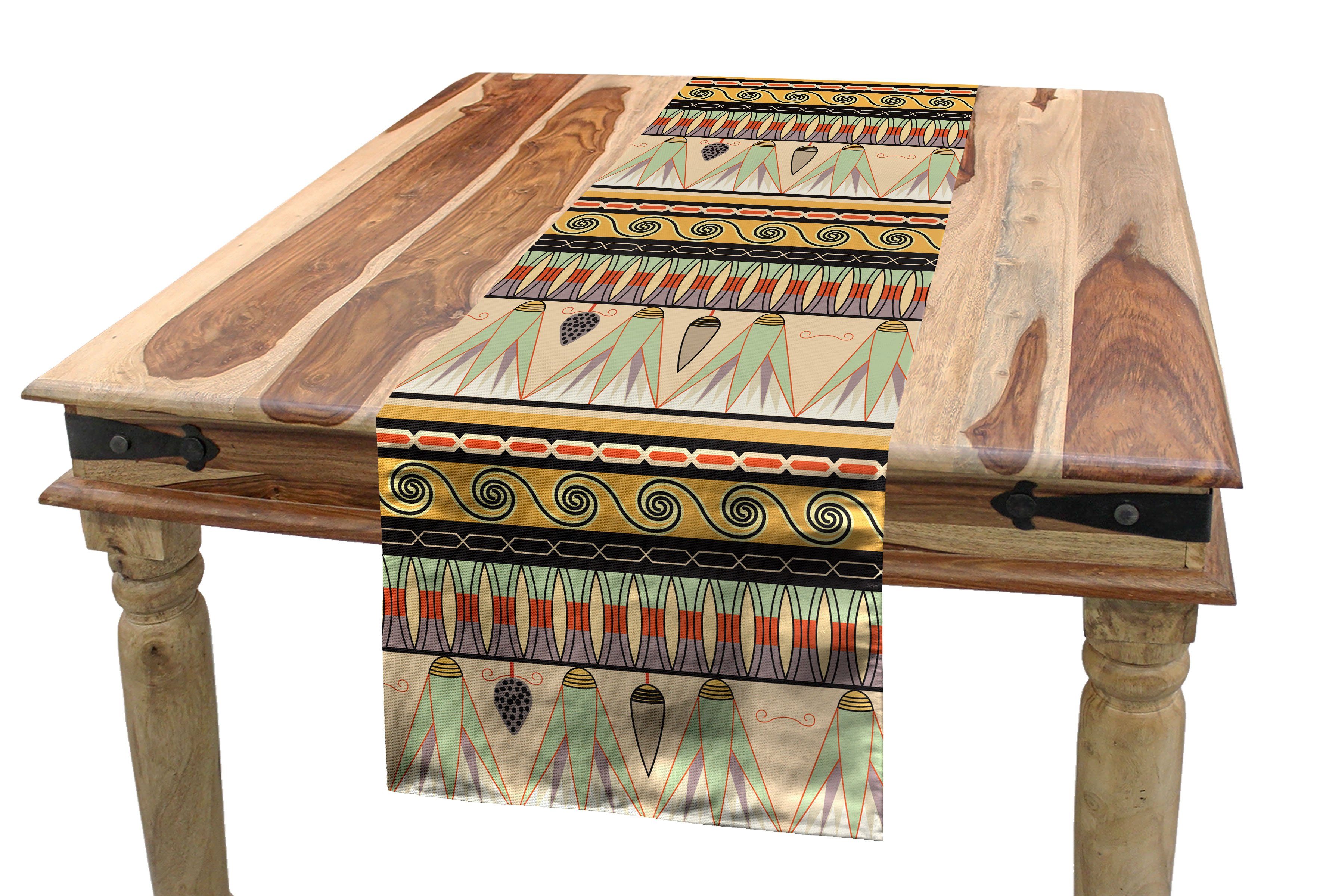 Abakuhaus Tischläufer Esszimmer Küche Rechteckiger Dekorativer Tischläufer, ägyptisch Abstrakt Indigenous