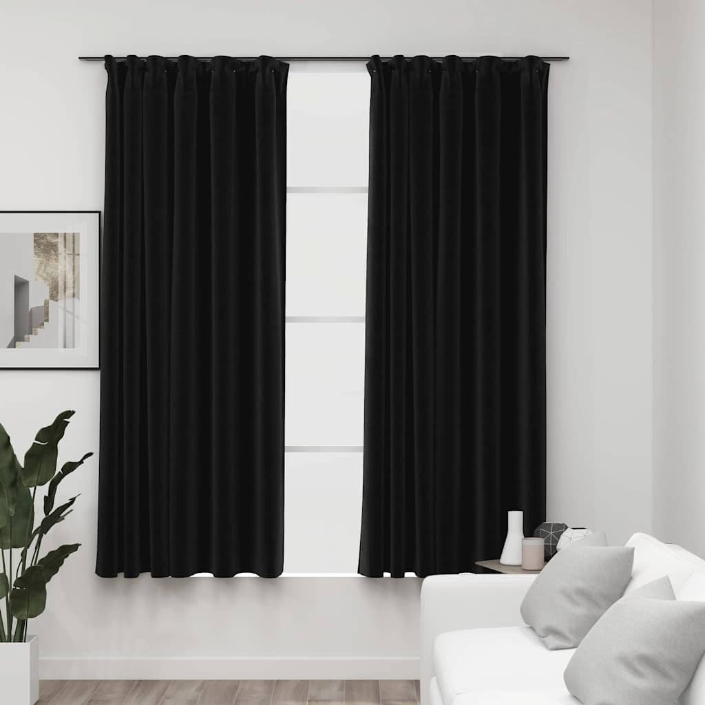 vidaXL Vorhang Verdunkelungsvorhänge mit Haken Leinenoptik 2 Stk. 140x175 cm (2 St) – Bild 2 von 5
