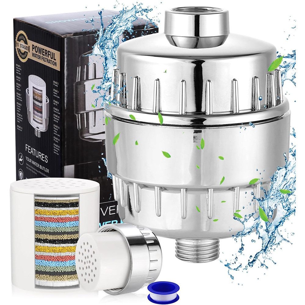 TUWENA Regenduschkopf Duschfilter, Shower Filter mit 2 Austauschbarer Filterpatrone