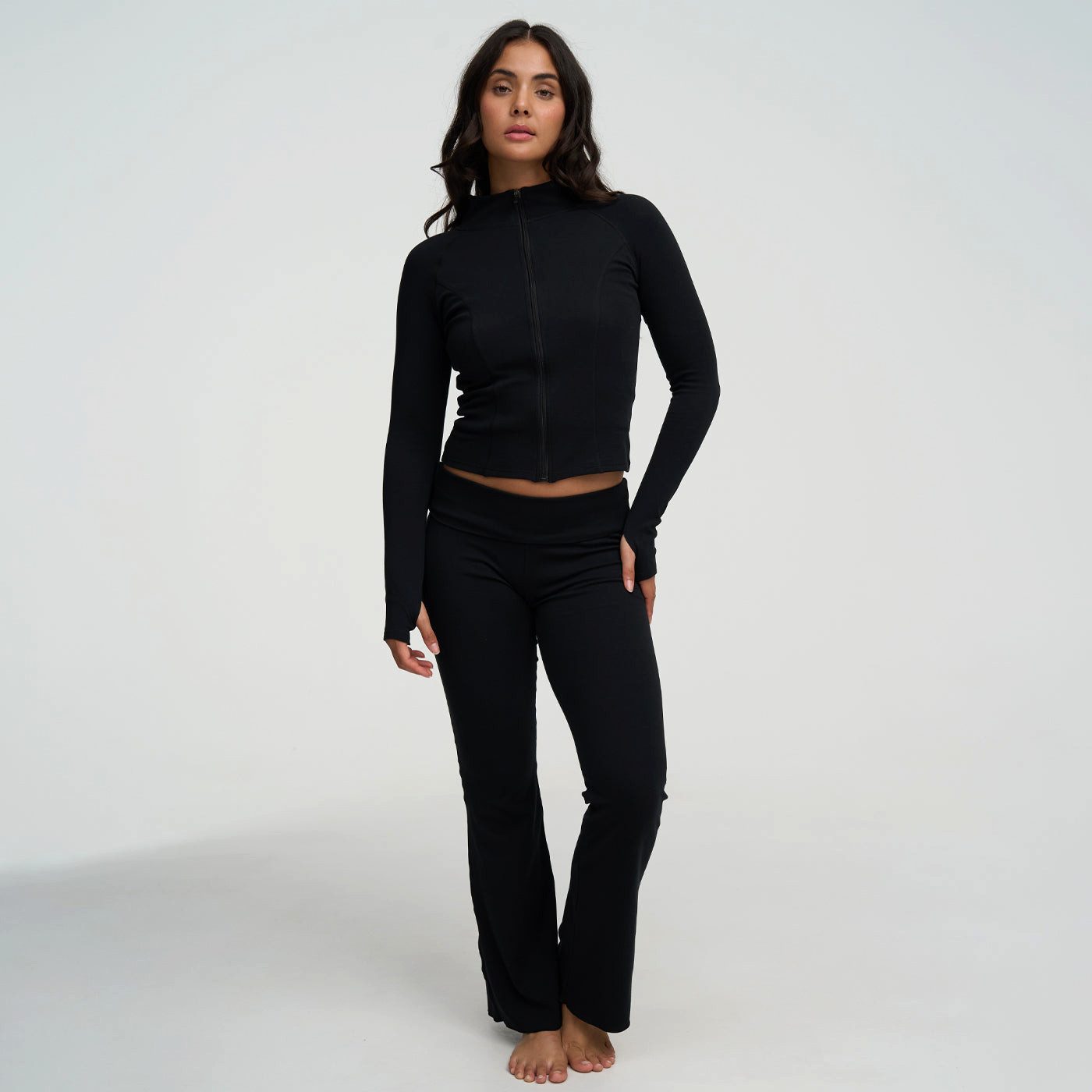 Creamy Fabrics Hausanzug Cotton Body Fitted Zipper Jacke-Schwarz-3XL (1 tlg)